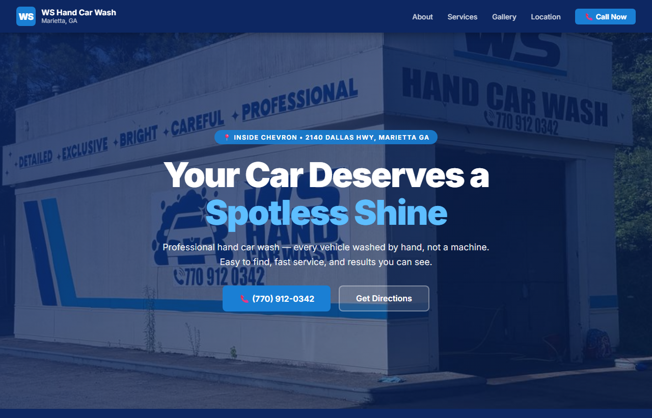 Car Wash demo homepage preview