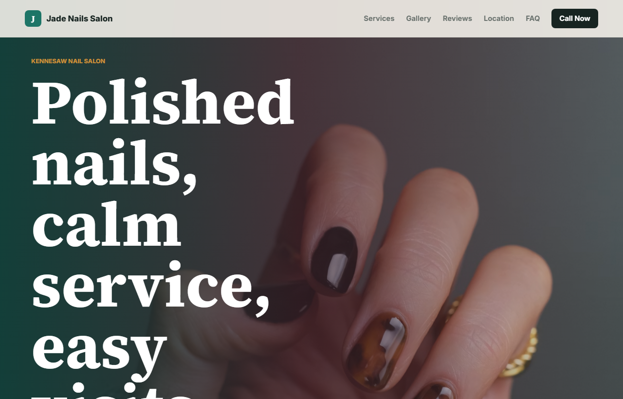 Jade Nails Salon homepage preview