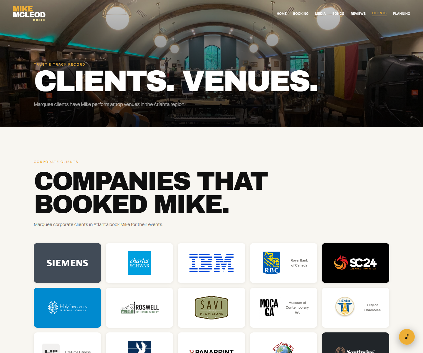 Mike McLeod Music homepage preview